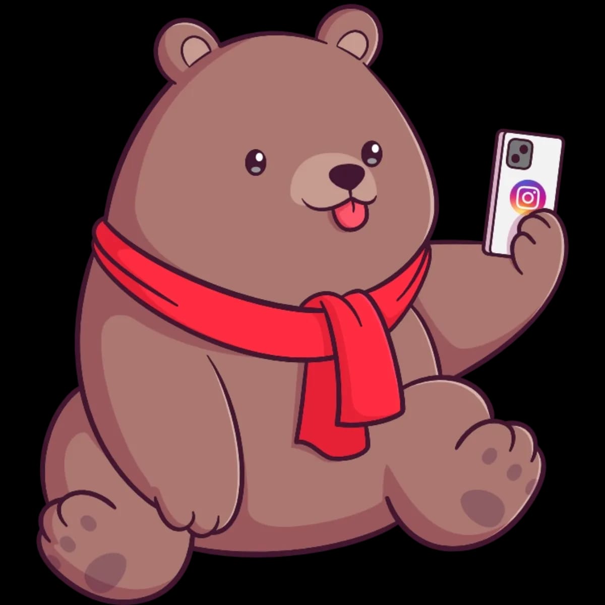 Link to Instagram in the form of an illustrated polar bear taking a selfie. Painted by Alice Alexandra Moore.