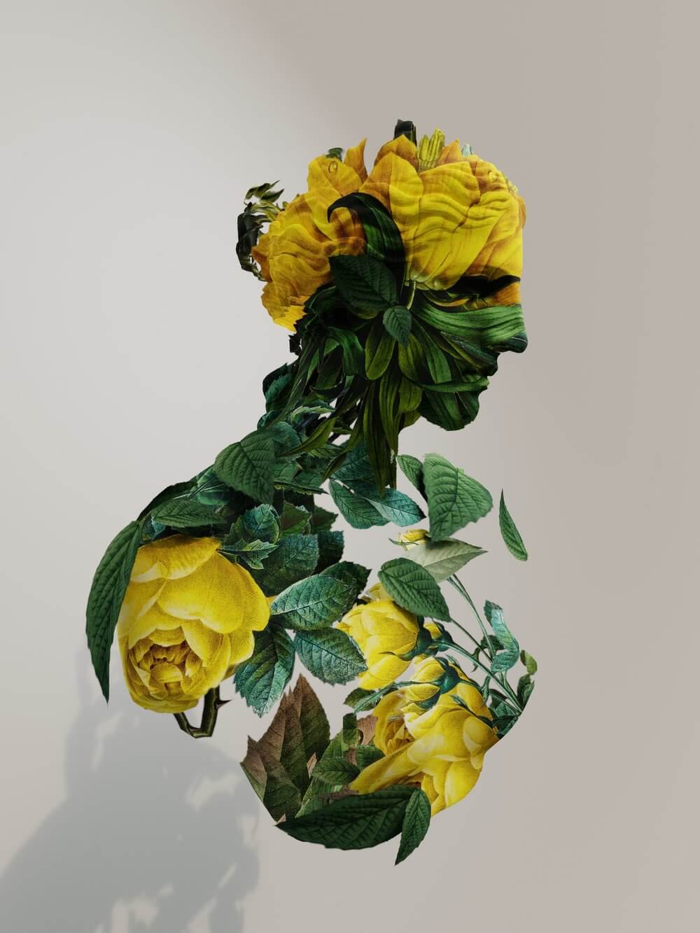 A bust made of yellow flowers.